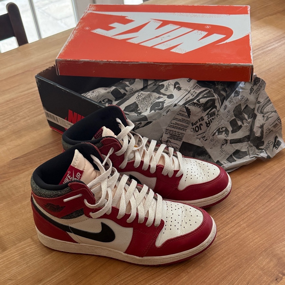 Nike Red and White High-Top Sneakers